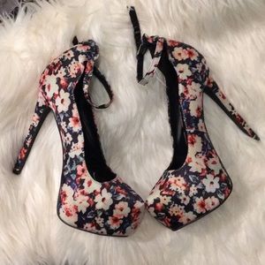 Floral Printed Doll Shoes/Heels